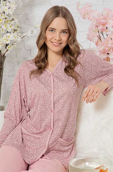 Kadın Boy Düğmeli Pijama Takımı